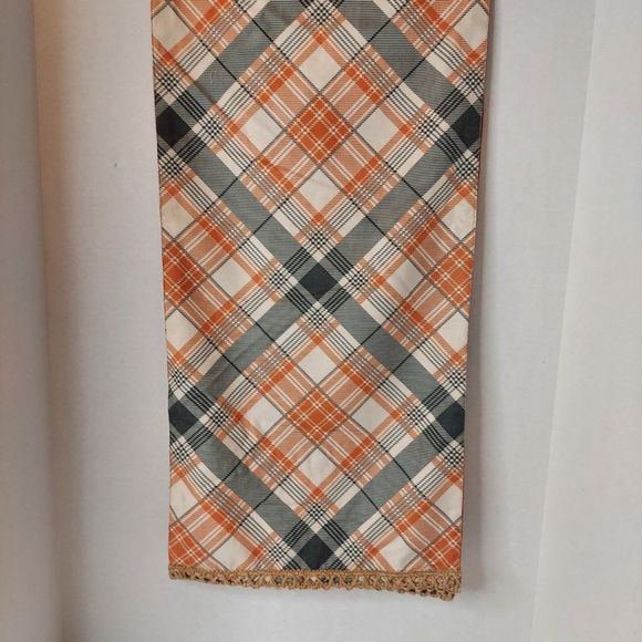 Autumn Thanksgiving Reversible Embroidered Plaid Table Runner - Picture 5 of 8